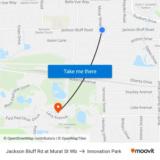 Jackson Bluff Rd at Murat St Wb to Innovation Park map