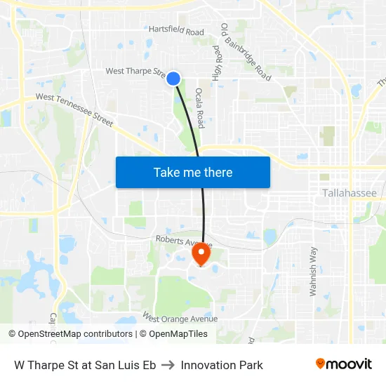 W Tharpe St at San Luis Eb to Innovation Park map