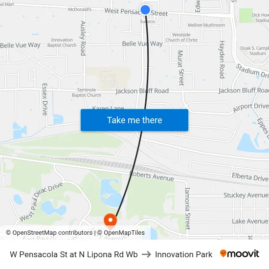 W Pensacola St at N Lipona Rd Wb to Innovation Park map