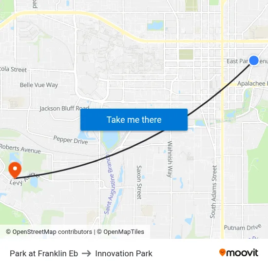 Park at Franklin Eb to Innovation Park map
