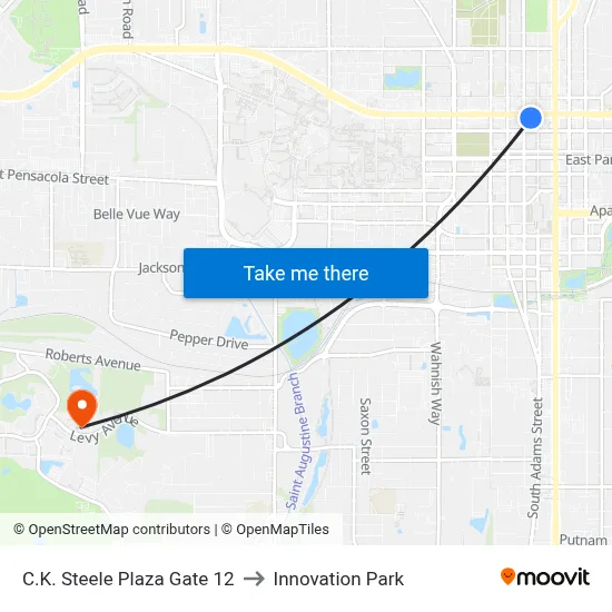 C.K. Steele Plaza Gate 12 to Innovation Park map