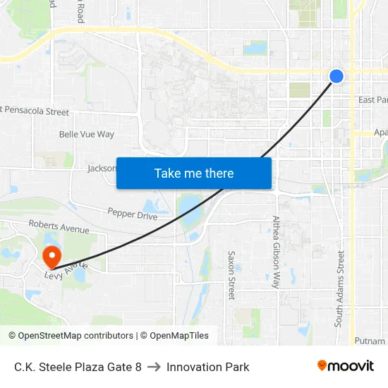 C.K. Steele Plaza Gate 8 to Innovation Park map