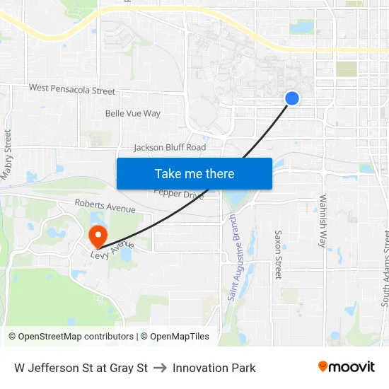 W Jefferson St at Gray St to Innovation Park map