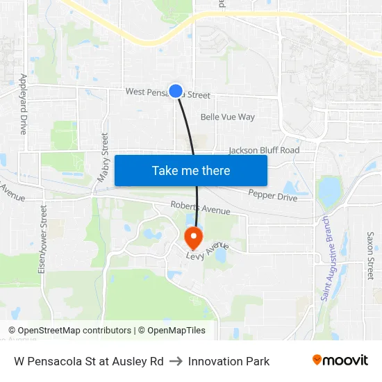 W Pensacola St at Ausley Rd to Innovation Park map