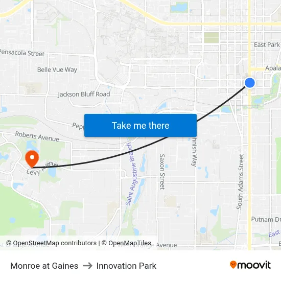 Monroe at Gaines to Innovation Park map