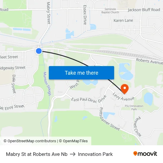 Mabry St at  Roberts Ave Nb to Innovation Park map