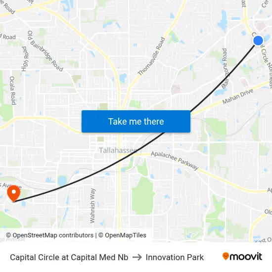Capital Circle at Capital Med Nb to Innovation Park map