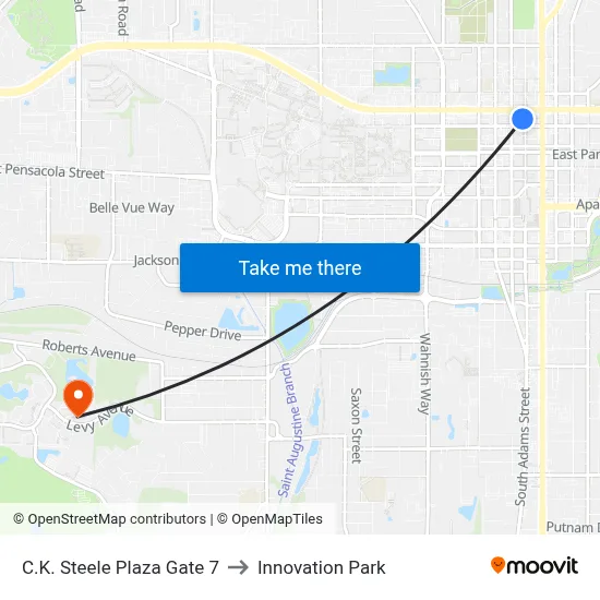 C.K. Steele Plaza Gate 7 to Innovation Park map