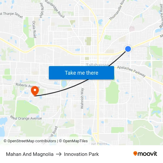 Mahan And Magnolia to Innovation Park map
