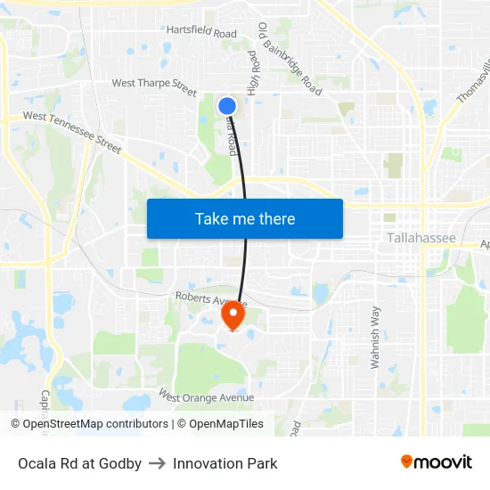 Ocala Rd at Godby to Innovation Park map