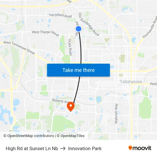 High Rd at Sunset Ln Nb to Innovation Park map