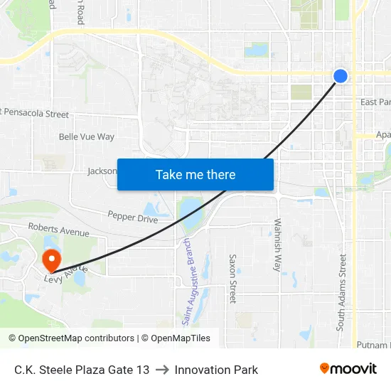 C.K. Steele Plaza Gate 13 to Innovation Park map