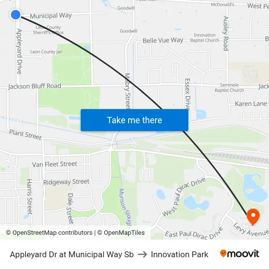 Appleyard Dr at Municipal Way Sb to Innovation Park map