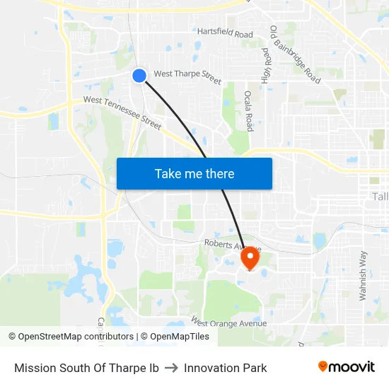 Mission South Of Tharpe Ib to Innovation Park map