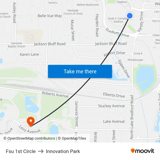 Fsu 1st Circle to Innovation Park map