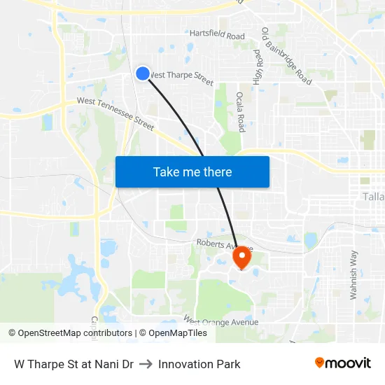 W Tharpe St at Nani Dr to Innovation Park map