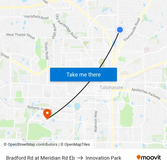 Bradford Rd at Meridian Rd Eb to Innovation Park map