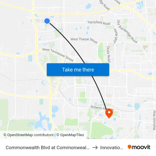 Commonwealth Blvd at Commonwealth Business Eb to Innovation Park map