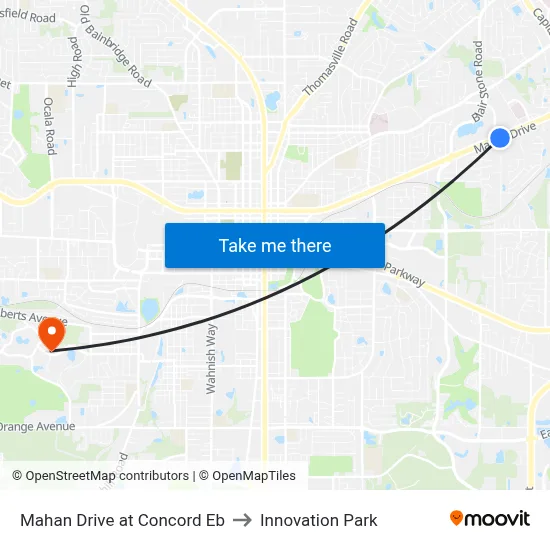 Mahan Drive at Concord Eb to Innovation Park map