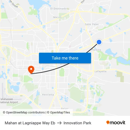 Mahan at Lagniappe Way Eb to Innovation Park map