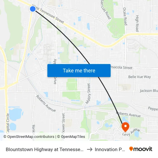 Blountstown Highway at Tennessee St to Innovation Park map