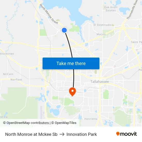 North Monroe at Mckee Sb to Innovation Park map