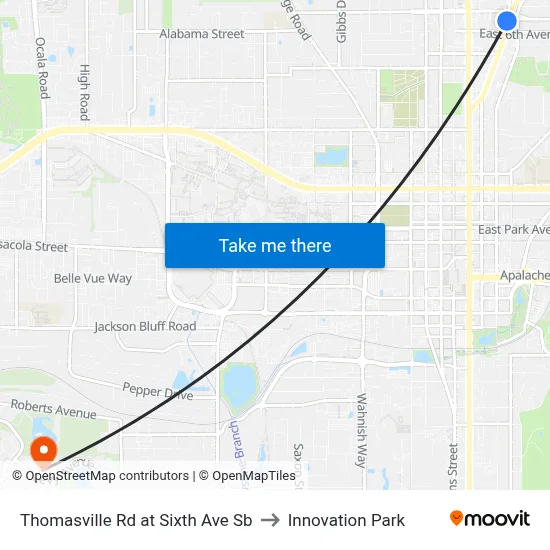 Thomasville Rd at Sixth Ave Sb to Innovation Park map