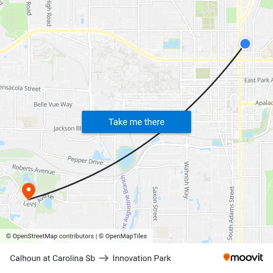 Calhoun at Carolina Sb to Innovation Park map