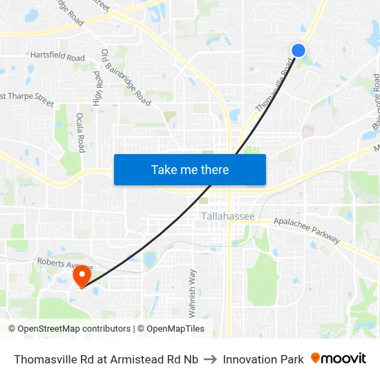 Thomasville Rd at Armistead Rd Nb to Innovation Park map