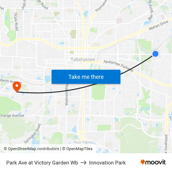 Park Ave at Victory Garden Wb to Innovation Park map