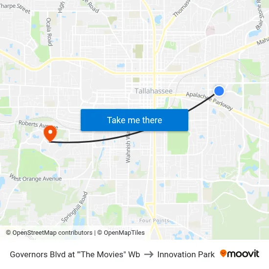 Governors Blvd at '"The Movies" Wb to Innovation Park map