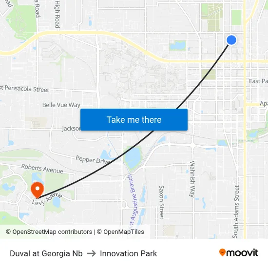 Duval at Georgia Nb to Innovation Park map