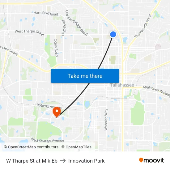 W Tharpe St at Mlk Eb to Innovation Park map