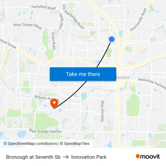 Bronough at Seventh Sb to Innovation Park map