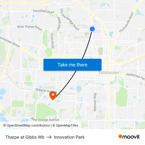 Tharpe at Gibbs Wb to Innovation Park map