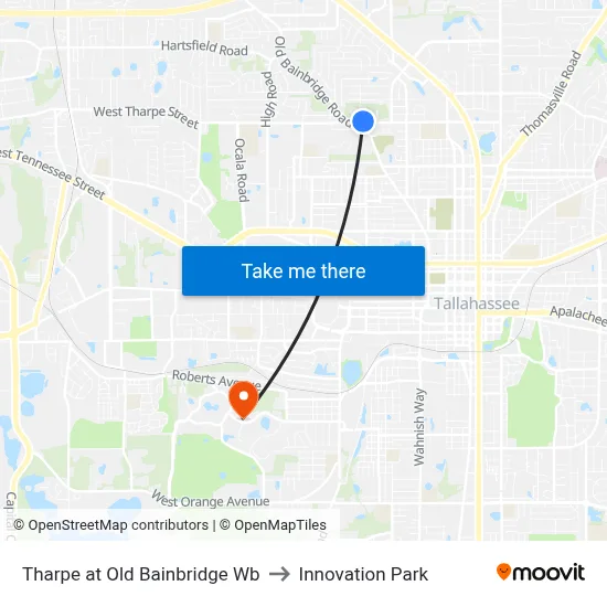 Tharpe at Old Bainbridge Wb to Innovation Park map
