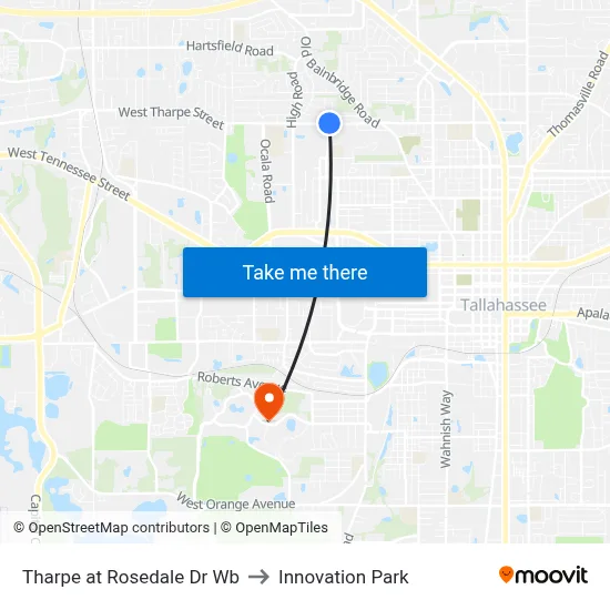 Tharpe at Rosedale Dr Wb to Innovation Park map