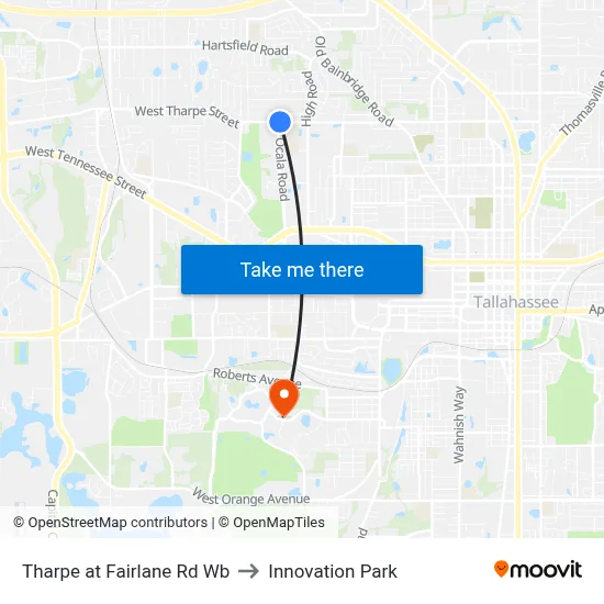 Tharpe at Fairlane Rd Wb to Innovation Park map