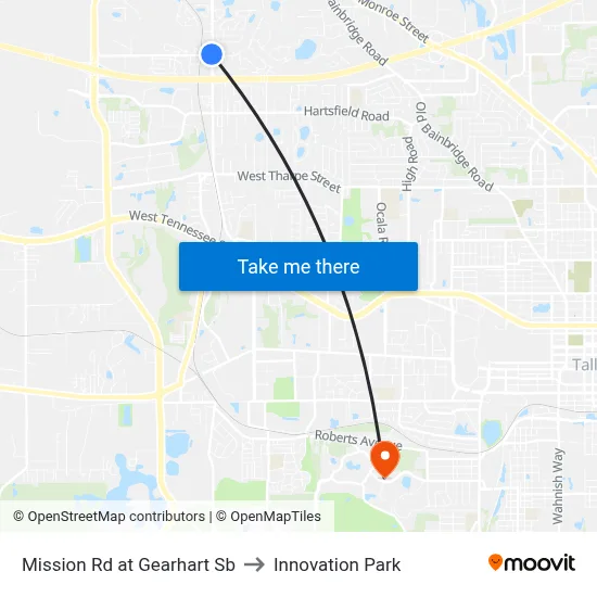 Mission Rd at Gearhart Sb to Innovation Park map