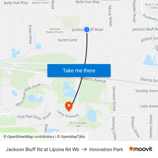 Jackson Bluff Rd at Lipona Rd Wb to Innovation Park map