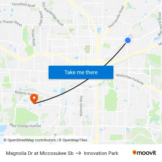 Magnolia Dr at Miccosukee Sb to Innovation Park map