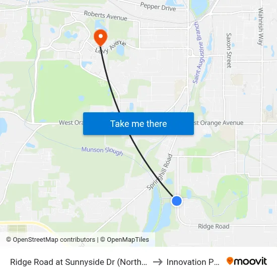Ridge Road at Sunnyside Dr (North) Sb to Innovation Park map
