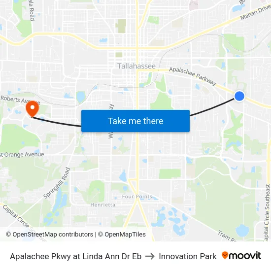 Apalachee Pkwy at Linda Ann Dr Eb to Innovation Park map