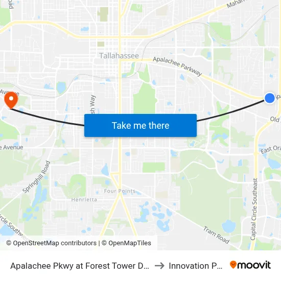 Apalachee Pkwy at Forest Tower Dr Eb to Innovation Park map