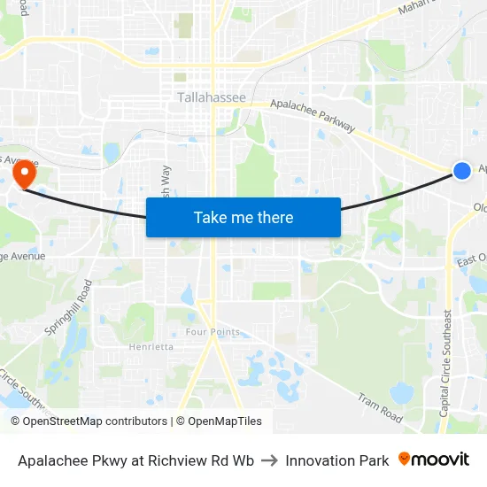 Apalachee Pkwy at Richview Rd Wb to Innovation Park map