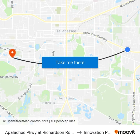 Apalachee Pkwy at Richardson Rd Wb to Innovation Park map