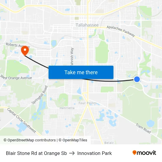 Blair Stone Rd at Orange Sb to Innovation Park map