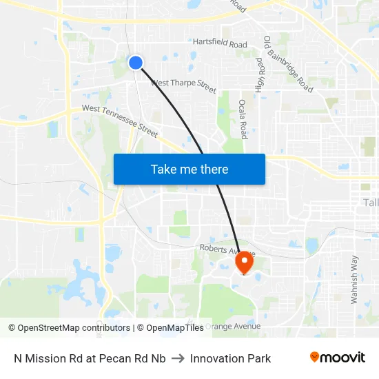 N Mission Rd at Pecan Rd Nb to Innovation Park map