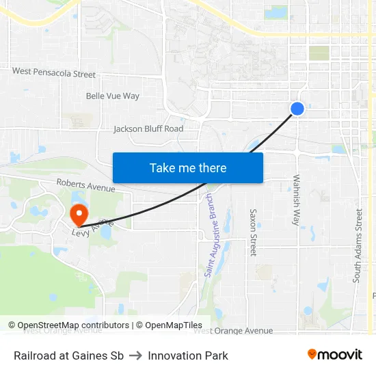 Railroad at Gaines Sb to Innovation Park map