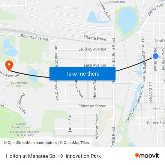 Holton at Manatee Sb to Innovation Park map
